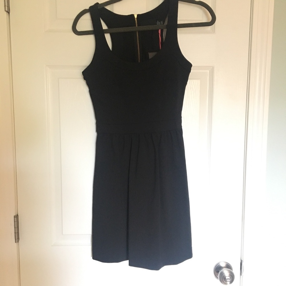 Black Racer Back Dress with Exposed Zipper